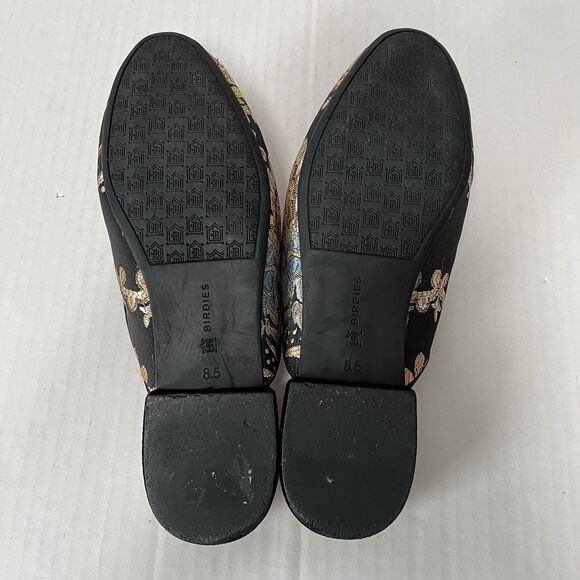 Birdies Phoebe Embroidered Floral Jacquard Slipper Mules Flats in Black Size 8.5 - Picture 11 of 15